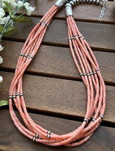 Load image into Gallery viewer, Sterling Silver Multi Strand Pink Coral W Pearls Bead Necklace 24 Inch