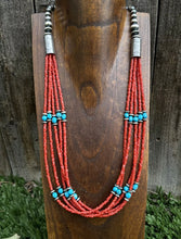 Load image into Gallery viewer, Natural Coral Sleeping Beauty Turquoise Sterling Silver MultiStrand BeadNecklace