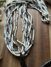 Load image into Gallery viewer, Native American Sterling Silver White Brown Heishi Shell Jackla Bead Necklace 32