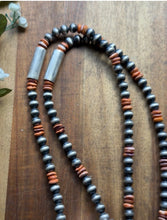 Load image into Gallery viewer, Native American Sterling Silver Spiny Oyster Pearls Jackla Bead Necklace
