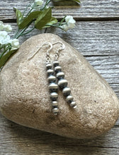 Load image into Gallery viewer, Southwestern 925 Sterling Silver Graduated Pearls Bead Earrings 5mm 8mm. 2.5&quot;
