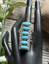 Load image into Gallery viewer, Native American Sterling Silver Blue Turquoise Ring. Size 9.5 Travis J