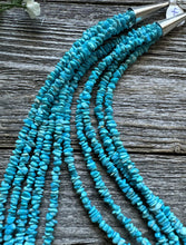 Load image into Gallery viewer, Southwestern Sterling Silver Blue Turquoise Multi Strand Bead Necklace. 20 inch