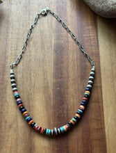 Load image into Gallery viewer, Sterling Silver Graduated Multi Stone Pearls Chain Bead Necklace. 16 Inch. Gift