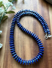 Load image into Gallery viewer, Sterling Silver Graduated Blue Lapis Turquoise Bead Necklace. 26 inch. Gift