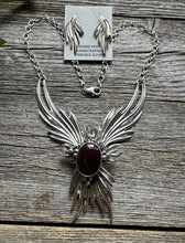 Load image into Gallery viewer, Navajo Sterling Silver Purple Spiny Oyster Chain Lariat Y Necklace Earrings Set