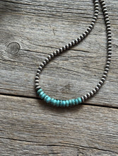 Load image into Gallery viewer, Blue Turquoise 4mm Sterling Silver Pearls Choker Bead Necklace. 16 Inch. Gift