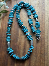Load image into Gallery viewer, Sterling Silver Multi Stone Turquoise Nuggets Pearls Bead Necklace 26 Inch