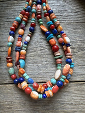 Load image into Gallery viewer, Sterling Silver Multi Strand Multi Stone Bead Necklace. 16 inch