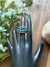 Load image into Gallery viewer, Navajo Native American Sterling Silver Blue Turquoise Cluster Ring Size 9.5 Z