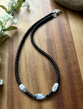 Load image into Gallery viewer, Sterling Silver Black Onyx White Buffalo Turquoise Bead Necklace 18 Inch. Gift