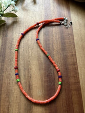 Load image into Gallery viewer, Sterling Silver Orange Bamboo Coral Multi Stone Bead Necklace. 18 Inch Gift