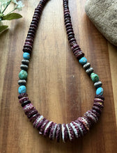 Load image into Gallery viewer, SterlingSilver Purple SpinyOyster SleepingBeauty Sonoran Turquoise Bead Necklace