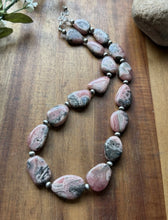 Load image into Gallery viewer, Sterling Silver Rhodochrosite Pearls Bead Necklace. 18 inch. Gift