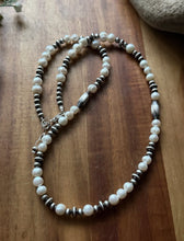 Load image into Gallery viewer, Sterling Silver Freshwater Pearl W Multi Bead Pearls Necklace. 24 inch. Gift