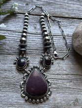 Load image into Gallery viewer, Navajo Sterling Silver Purple Sugilite Lariat Y Chain Bead Necklace KY