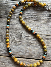 Load image into Gallery viewer, Bumblebee Jasper Multi Stone Color Sterling Silver Bead Necklace. 18 inch Gift