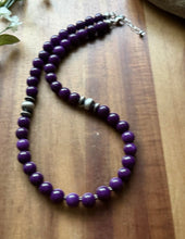 Load image into Gallery viewer, Sterling Silver Dyed Purple Sugilite Bead Necklace. 18 inch. Gift