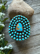 Load image into Gallery viewer, Navajo Sterling Silver Blue Turquoise Cluster Flower Cuff Bracelet. KY