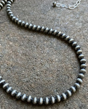 Load image into Gallery viewer, 5mm 16 Inch 925 Sterling Silver Oxidized Pearls Bead Necklace Southwestern