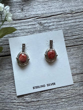 Load image into Gallery viewer, Navajo 925 Sterling Silver Red Spiny Oyster Handmade Earrings
