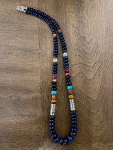 Load image into Gallery viewer, Sterling silver lapis graduated turquoise 24 inch