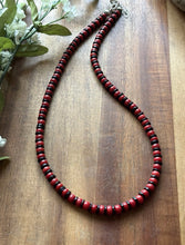 Load image into Gallery viewer, Sterling Silver Black Onyx W Red Coral Bead Necklace. 18 Inch