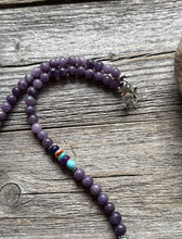 Load image into Gallery viewer, Sterling Silver Multi Color Stone Purple Bead Necklace. 18 inch. Gift
