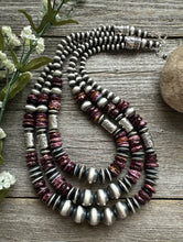 Load image into Gallery viewer, Purple Spiny Oyster Sterling Silver Multi Strand Pearls Layered Bead Necklace