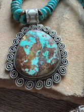 Load image into Gallery viewer, Navajo sterling silver turquoise pendant necklace etta Endito
