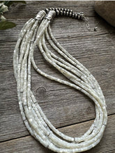 Load image into Gallery viewer, Sterling Silver Multi Strand Mother of Pearl Bead Necklace. 24 inch