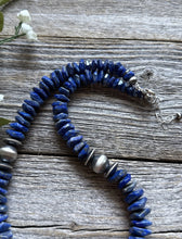 Load image into Gallery viewer, Sterling Silver Irregular Shape Lapis Bead Necklace. 18 inch