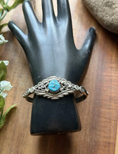 Load image into Gallery viewer, Baby Navajo Sterling Silver Blue Turquoise Cuff Bracelet