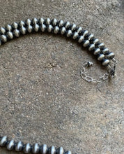 Load image into Gallery viewer, 7mm 26 Inch 925 Sterling Silver Oxidized Pearls Bead Necklace Southwestern