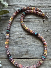 Load image into Gallery viewer, Sterling Silver Multi Color Stone Shell Spiny Turquoise Bead Necklace 18 inch