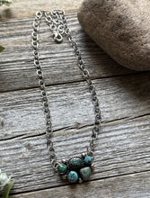 Load image into Gallery viewer, Navajo Sterling Silver Blue Turquoise Cluster Adjustable Chain Necklace K Yazzie