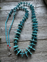 Load image into Gallery viewer, Vintage Native American Sterling Silver Blue Magnesite Bead Necklace 32 Inch