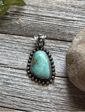 Load image into Gallery viewer, Navajo Native American Sterling Silver Turquoise Pendant H Happy Piasso Gift