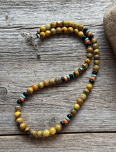 Load image into Gallery viewer, Bumblebee Jasper Multi Stone Color Sterling Silver Bead Necklace. 18 inch Gift