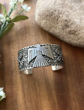 Load image into Gallery viewer, Tsosie White TO Sterling Silver Thunderbird Cuff Bracelet Navajo Gift