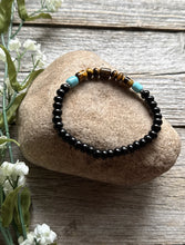 Load image into Gallery viewer, Black Onyx Tigers Eye 6.5 Inch Stretch Elastic Stretchy Bead Bracelet Gift