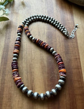 Load image into Gallery viewer, Sterling Silver Graduated Purple Spiny Oyster Pearls Bead Necklace 22 Inch
