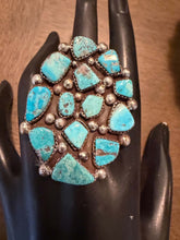 Load image into Gallery viewer, Navajo sterling silver turquoise  ring adjustable