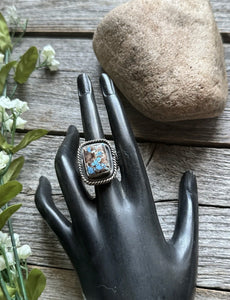 Native American Sterling Silver Golden Hill Turquoise Ring. Size 10 Gift BJ