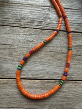 Load image into Gallery viewer, Sterling Silver Orange Bamboo Coral Multi Stone Bead Necklace. 18 Inch Gift