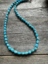 Load image into Gallery viewer, Sleeping Beauty Turquoise Sterling Silver Nuggets Bead Necklace. 18 inch