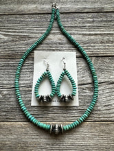 Load image into Gallery viewer, Sterling Silver Blue Turquoise Bead Necklace W Earrings Set. Gift 18 Inch