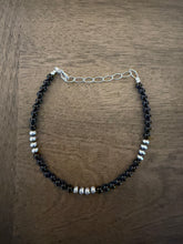 Load image into Gallery viewer, Sterling silver black onyx anklet 9 to 11 inches