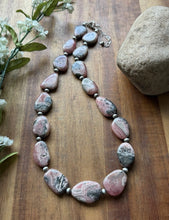 Load image into Gallery viewer, Sterling Silver Rhodochrosite Pearls Bead Necklace. 18 inch. Gift