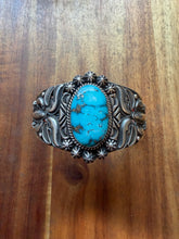 Load image into Gallery viewer, Navajo sterling silver Sonoran turquoise cuff bracelet